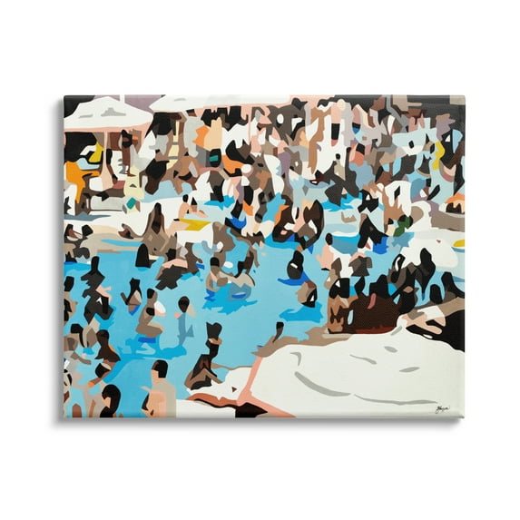 Stupell Industries Crowded Pool Scene Abstract Shape People Tropical Party, 30 x 24, Design by BethAnn Lawson