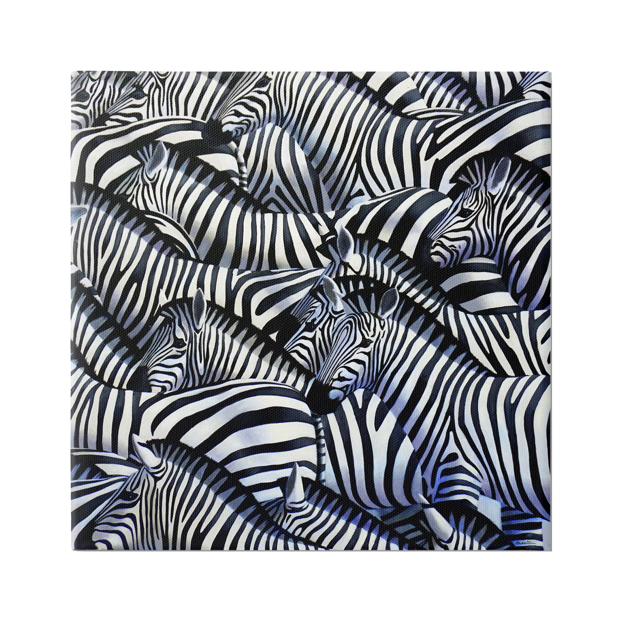 Stupell Industries Crowded Zebra Herd Black Stripes Animals Painting Graphic Art Gallery Wrapped Canvas Print Wall Art, Design by Alan Weston