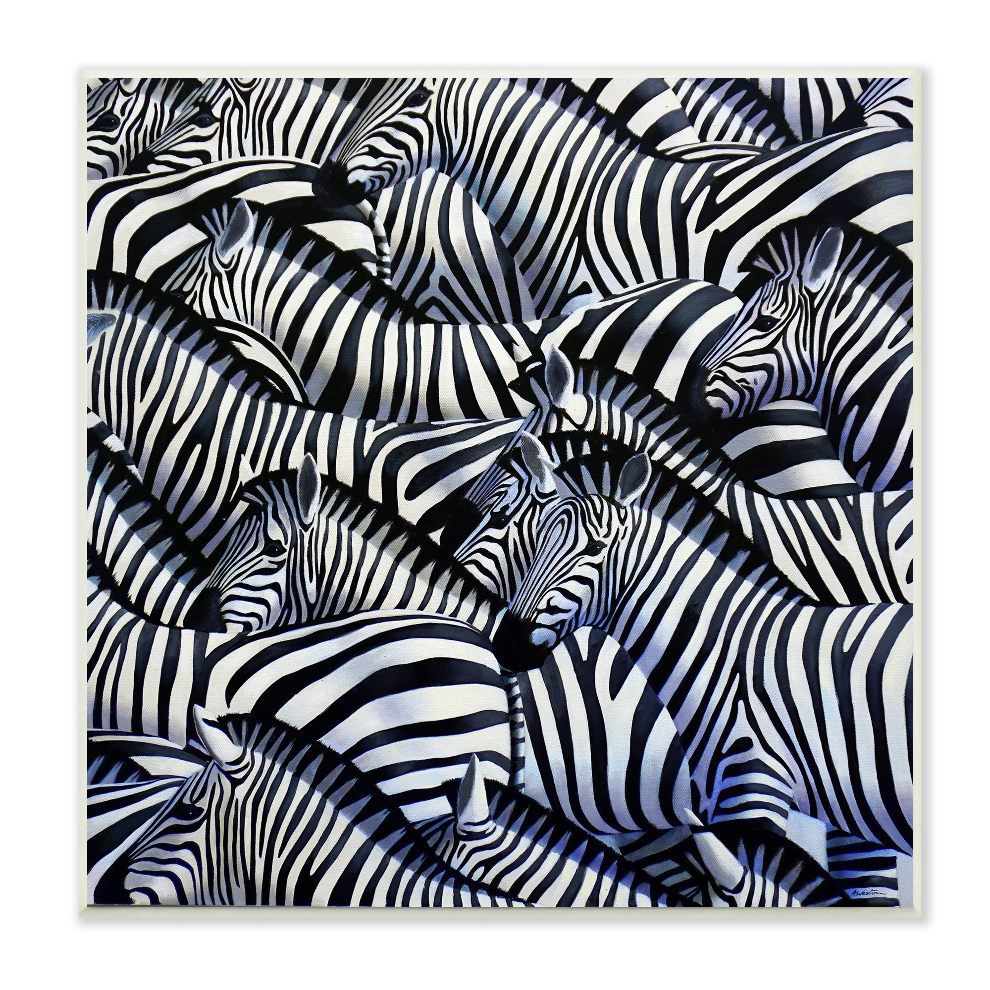 Stupell Industries Crowded Zebra Herd Black Stripes Animals Painting Graphic Art Unframed Art Print Wall Art, Design by Alan Weston