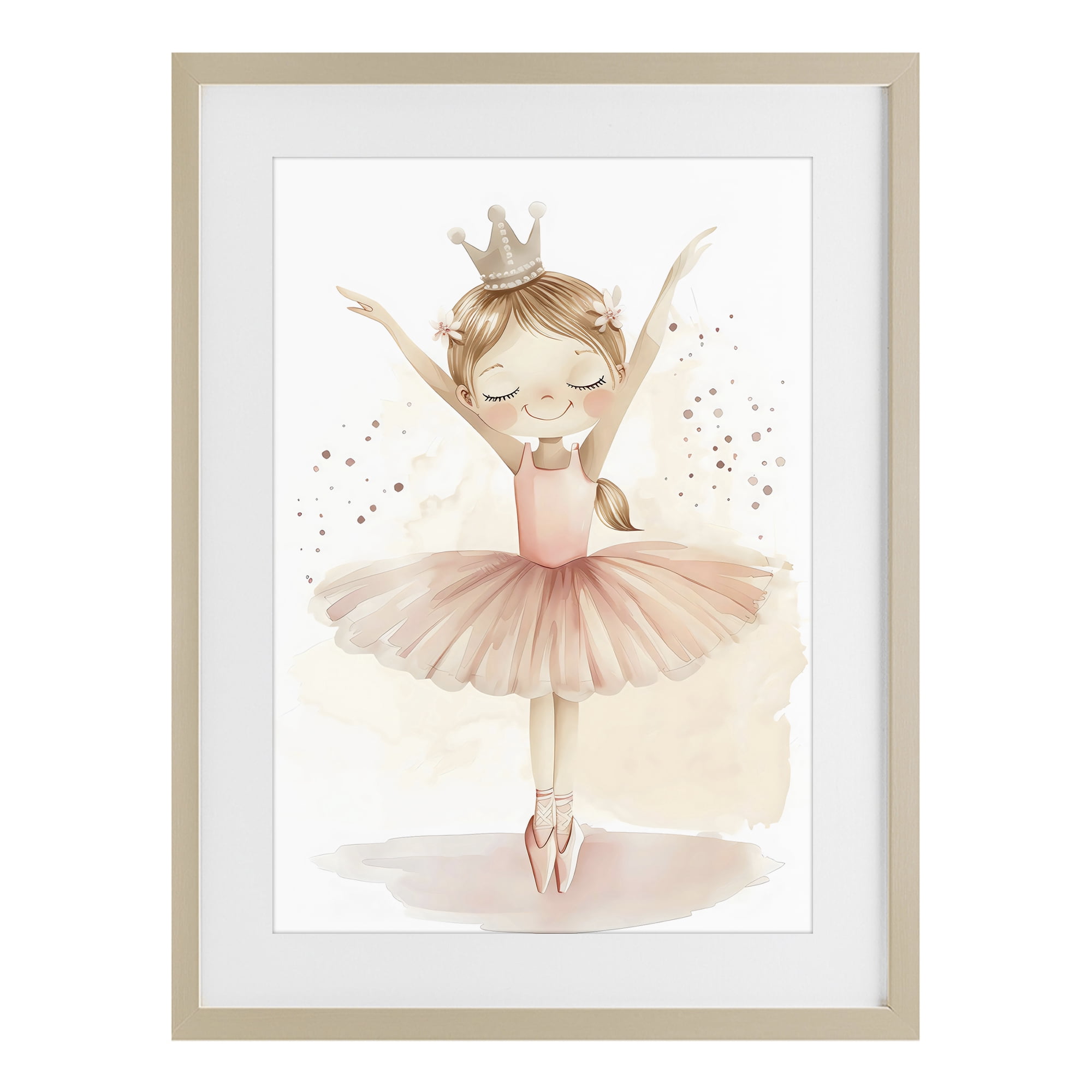 Stupell Industries Crowned Ballerina with Flowers Birch Framed Print Under Glass, design by Creative Studio