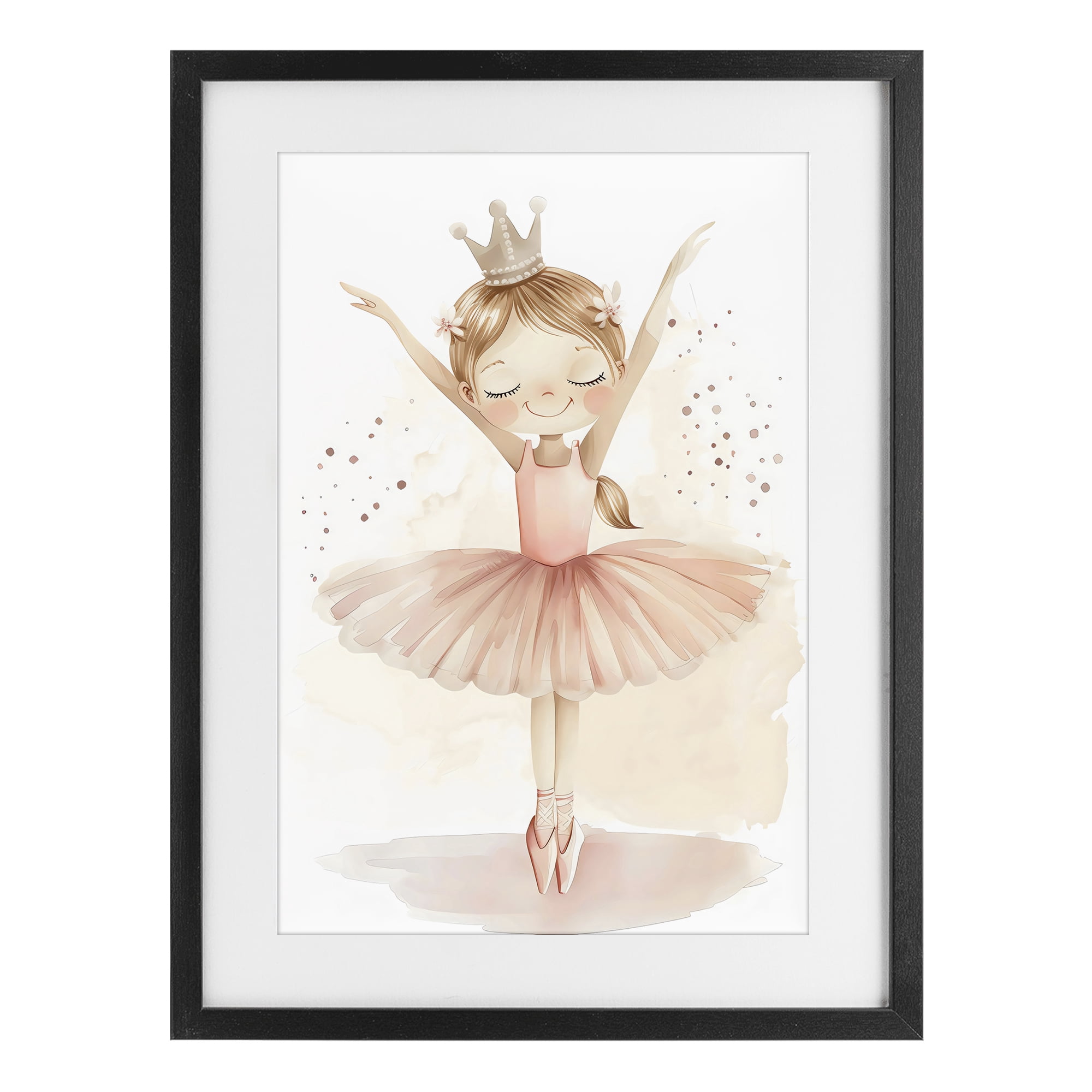 Stupell Industries Crowned Ballerina with Flowers Black Framed Print Under Glass, design by Creative Studio
