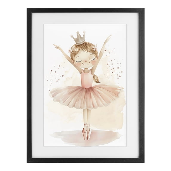 Stupell Industries Eclectic Crowned Ballerina with Flowers Black Framed Print Under Glass, 17 x 23, by Creative Studio