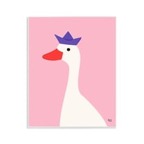 Stupell Industries Crowned Goose on Pink Animals Painting Unframed Art Print Wall Art, 11 x 14