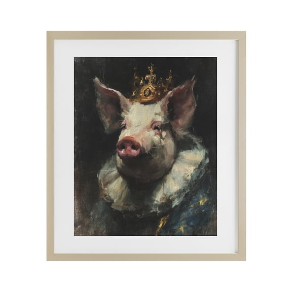 Stupell Industries Crowned Imperial Pig Birch Framed Print Under Glass, design by Svetlana Aleynikova