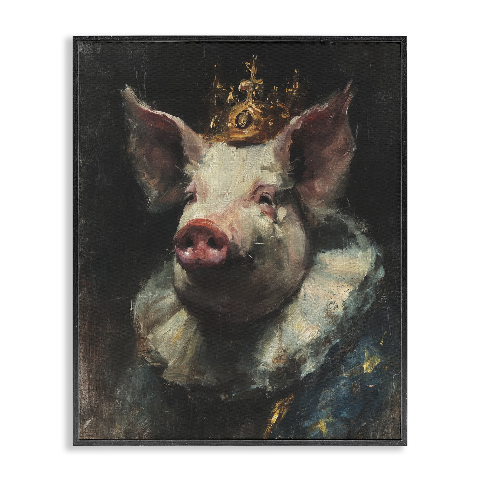 Stupell Industries Crowned Imperial Pig Black Framed Giclee Art, design by Svetlana Aleynikova