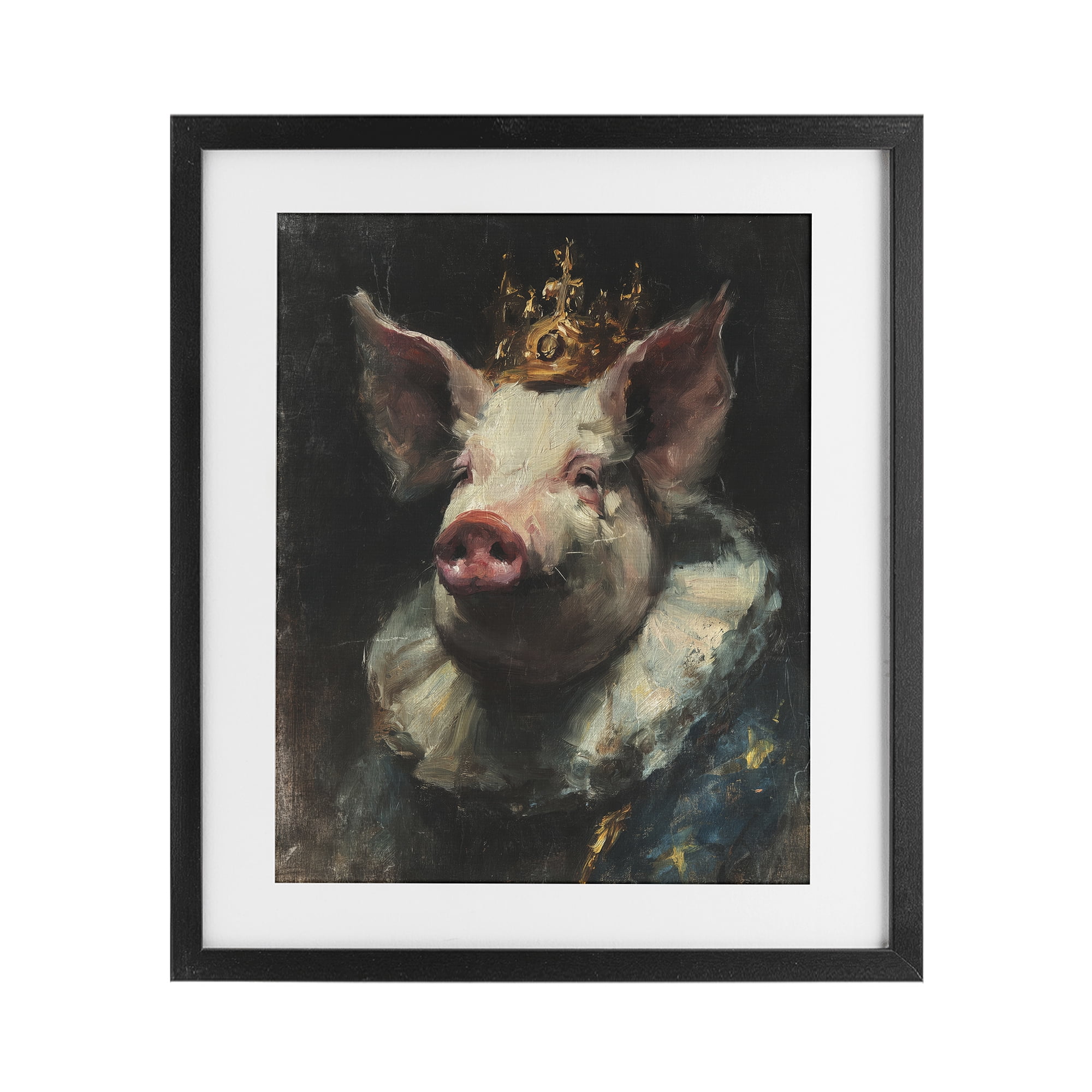 Stupell Industries Crowned Imperial Pig Black Framed Print Under Glass, design by Svetlana Aleynikova