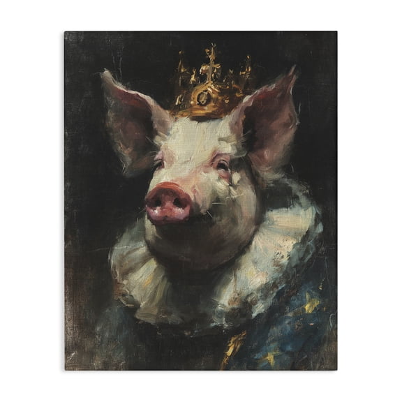 Stupell Industries Crowned Imperial Pig Canvas Wall Art, design by Svetlana Aleynikova