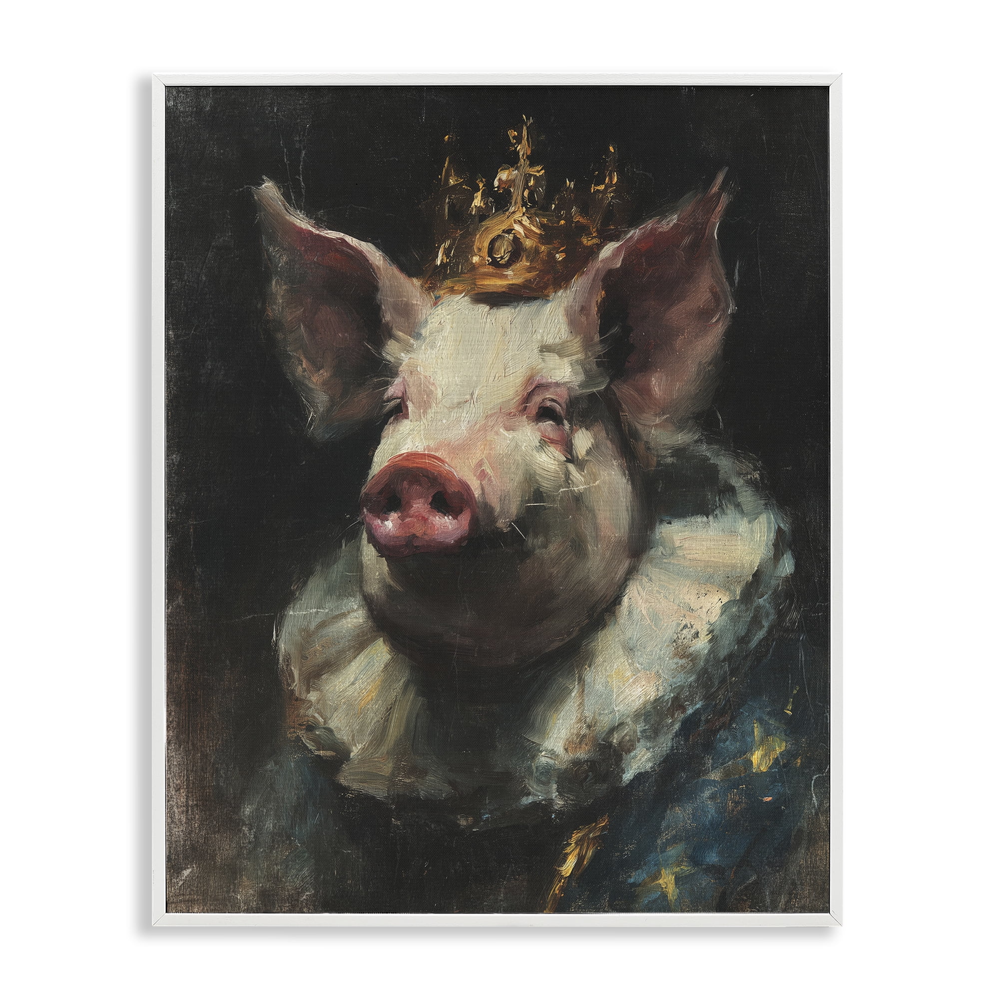 Stupell Industries Crowned Imperial Pig White Framed Giclee Art, design by Svetlana Aleynikova