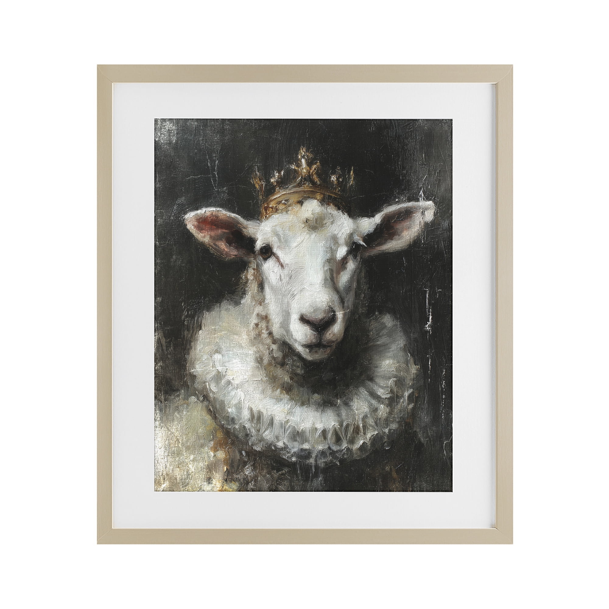 Stupell Industries Crowned Sheep Portrait Birch Framed Print Under Glass, design by Svetlana Aleynikova