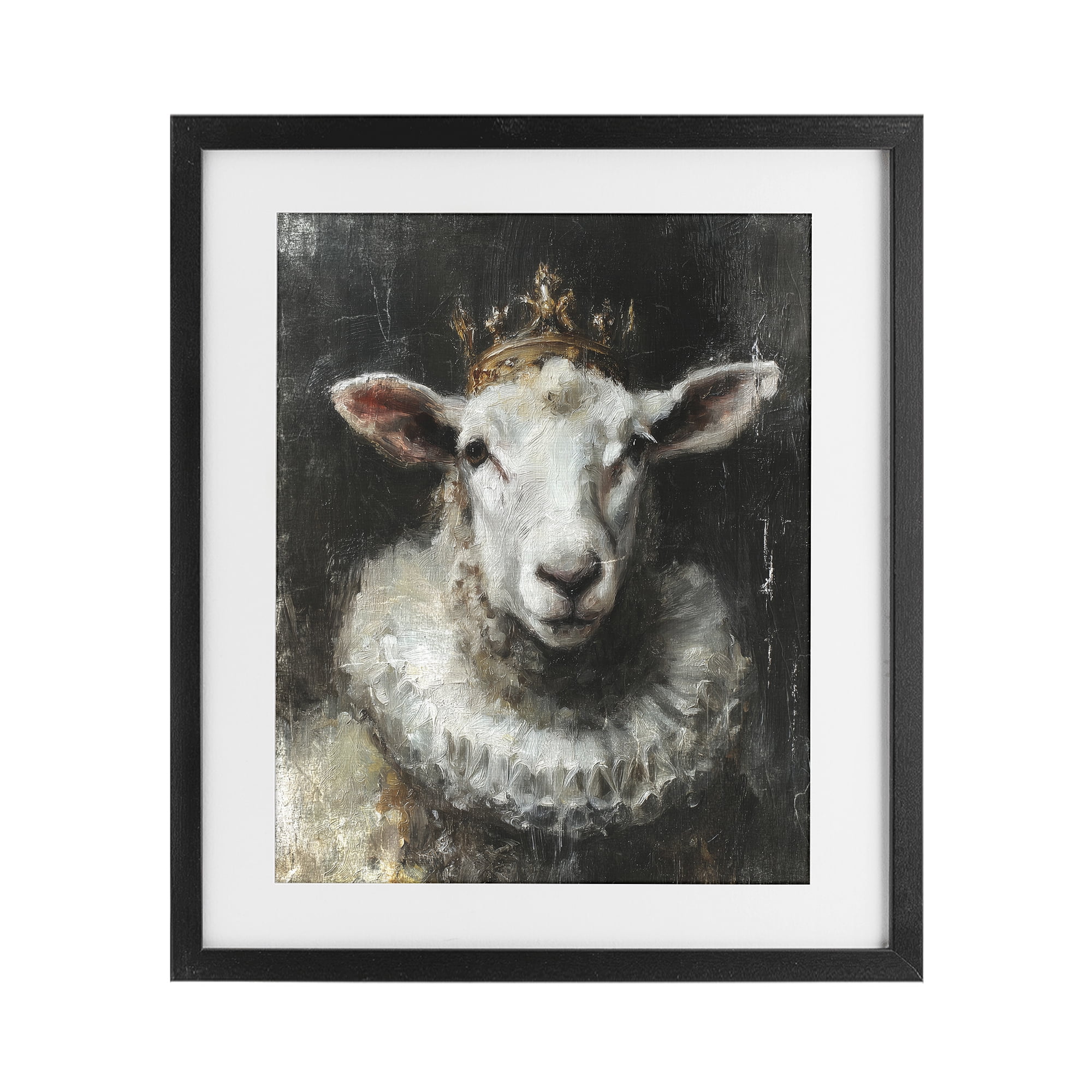 Stupell Industries Crowned Sheep Portrait Black Framed Print Under Glass, design by Svetlana Aleynikova