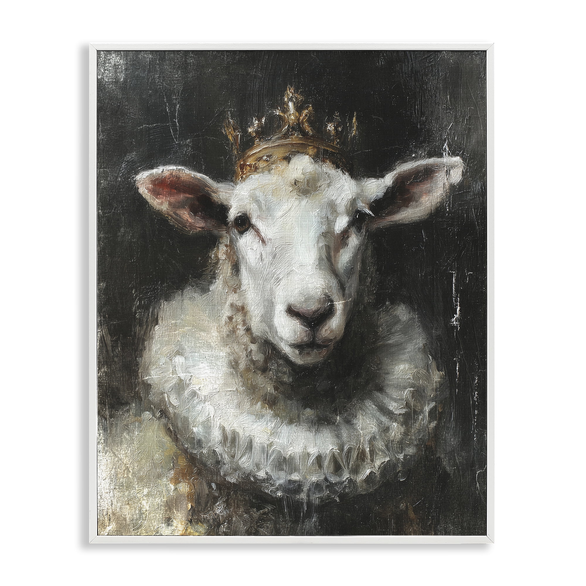 Stupell Industries Crowned Sheep Portrait White Framed Giclee Art, design by Svetlana Aleynikova