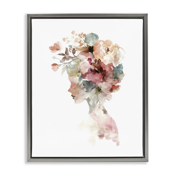 Stupell Industries Crowned in Nature Silhouette Gray Framed Floater Canvas Wall Art, design by Svetlana Aleynikova