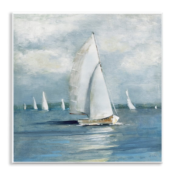Stupell Industries Cruising Sailboat Seascape Transportation Painting Unframed Art Print Wall Art, 12 x 12