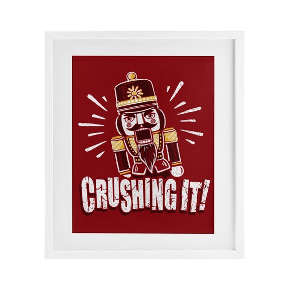 Stupell Industries Crushing It Nutcracker White Framed Print Under Glass design by Jedco Brands, Inc., 16 x 13