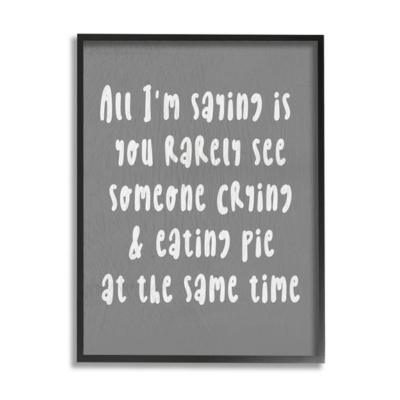 Stupell Industries Crying & Eating Pie Humor Graphic Art Black Framed Art Print Wall Art, Design by Lil' Rue
