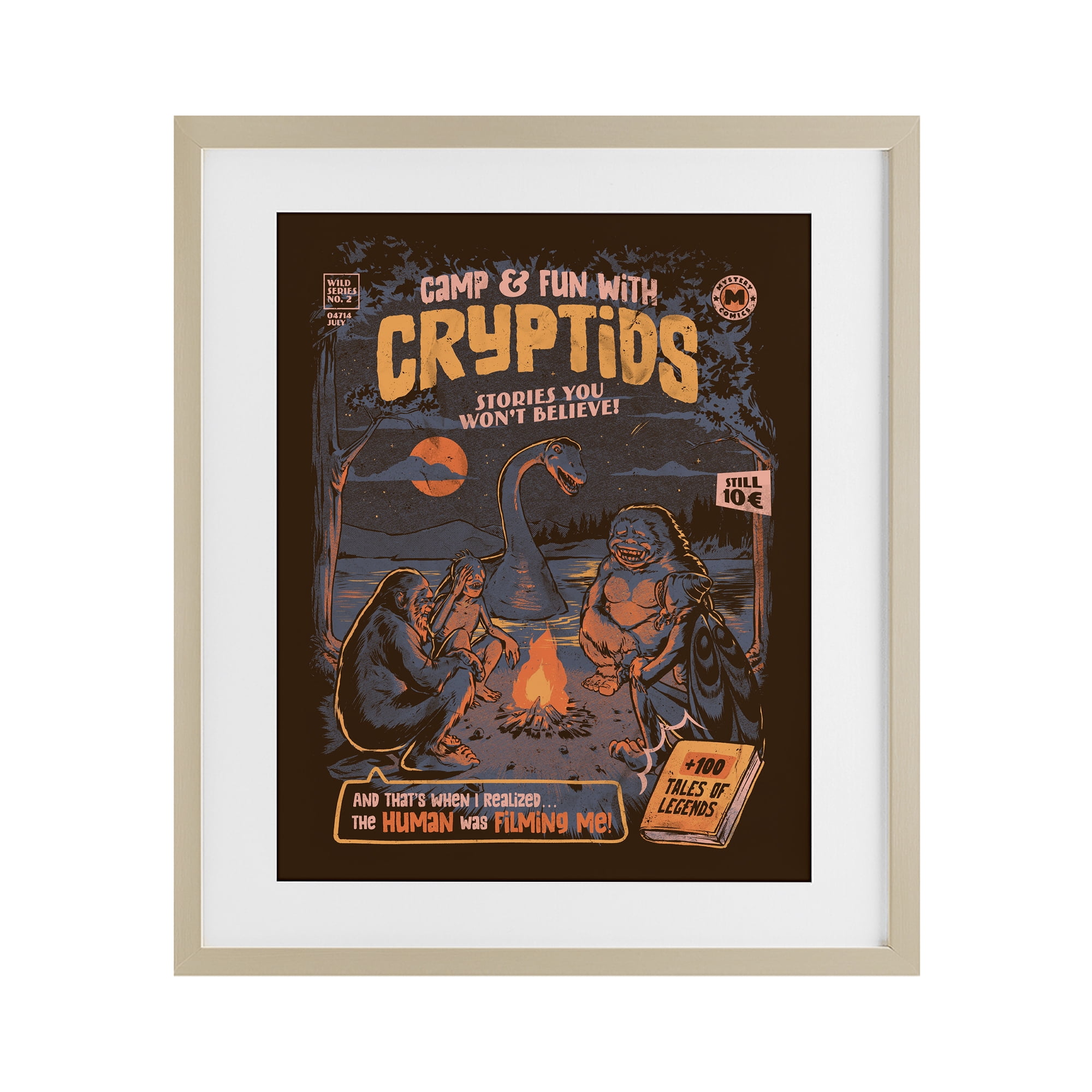Stupell Industries Cryptid Camp Humor Birch Framed Print Under Glass, design by EduEly Designs
