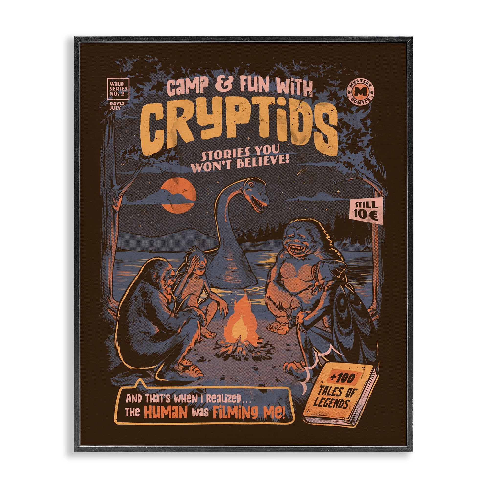 Stupell Industries Cryptid Camp Humor Black Framed Giclee Art, design by EduEly Designs