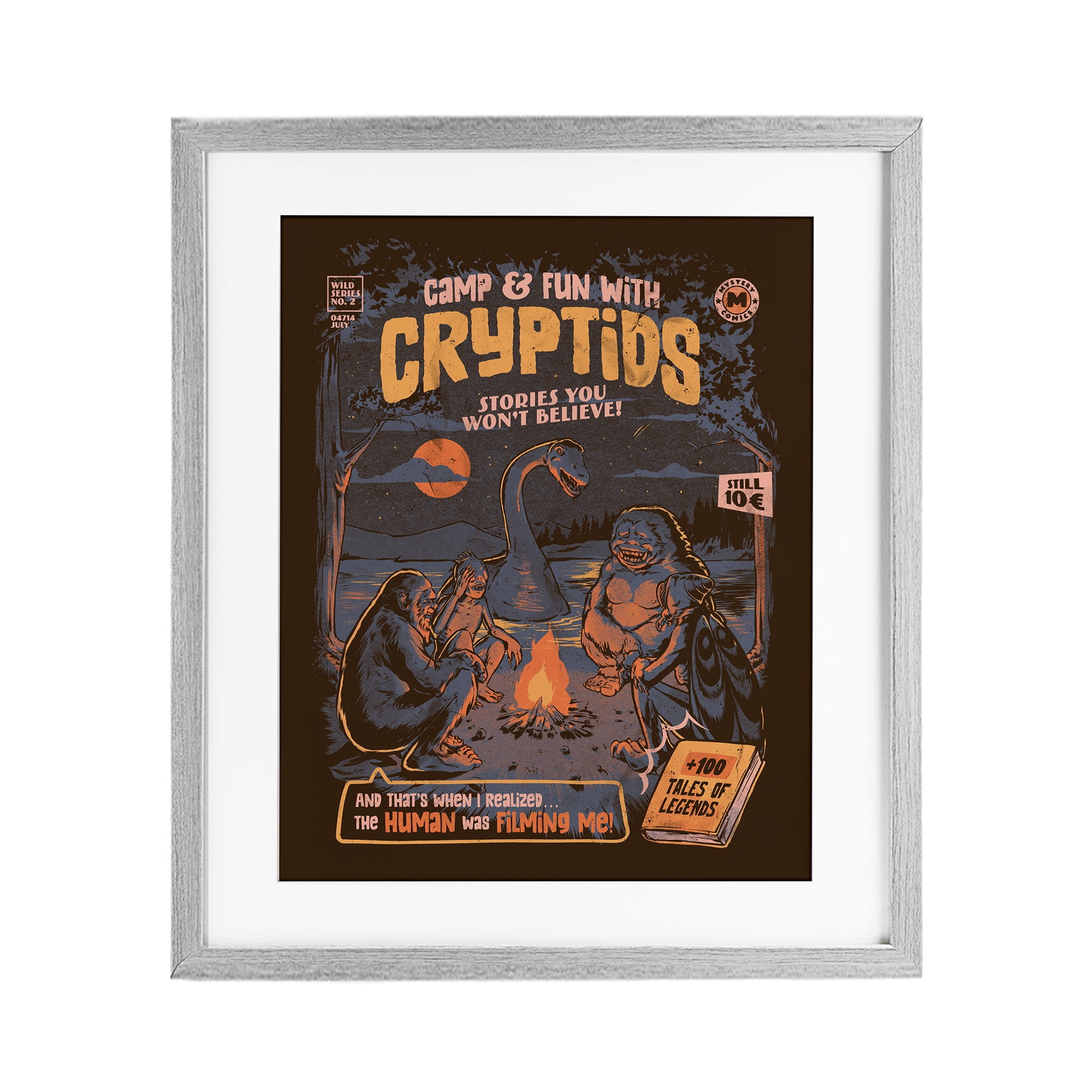 Stupell Industries Cryptid Camp Humor Gray Framed Print Under Glass, design by EduEly Designs