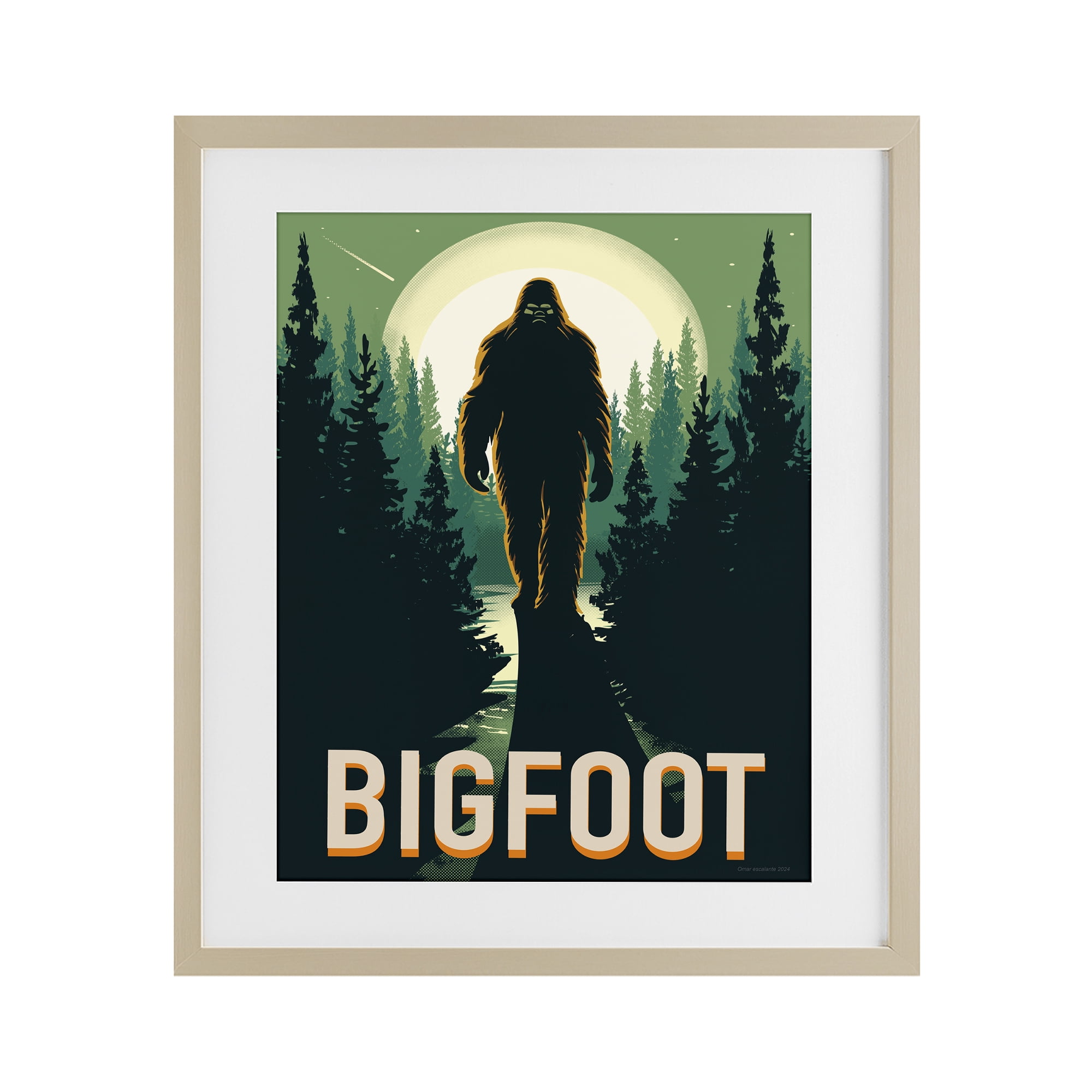 Stupell Industries Cryptid In The Woods Birch Framed Print Under Glass, design by Omar Escalante
