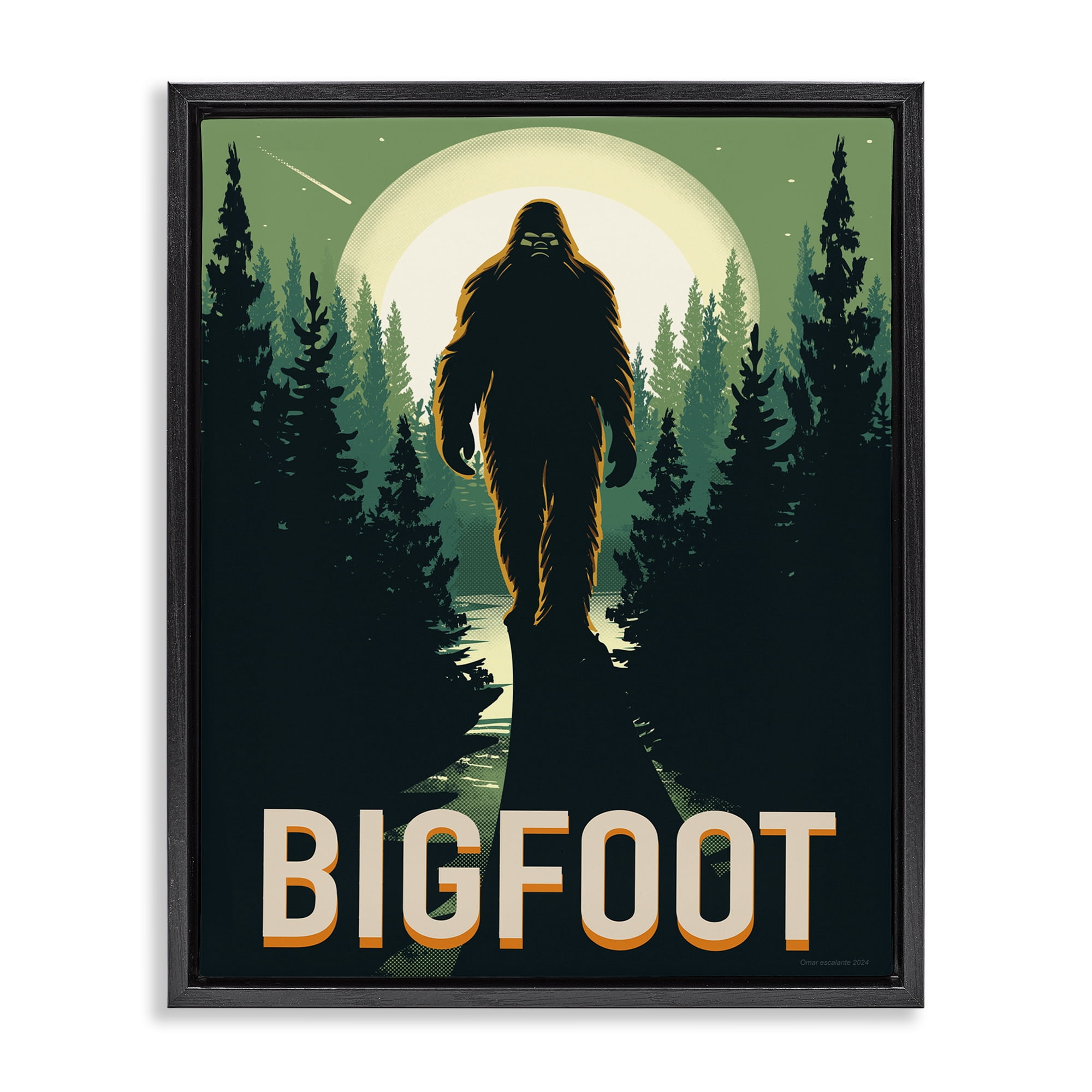 Stupell Industries Cryptid In The Woods Black Framed Floater Canvas Wall Art, design by Omar Escalante