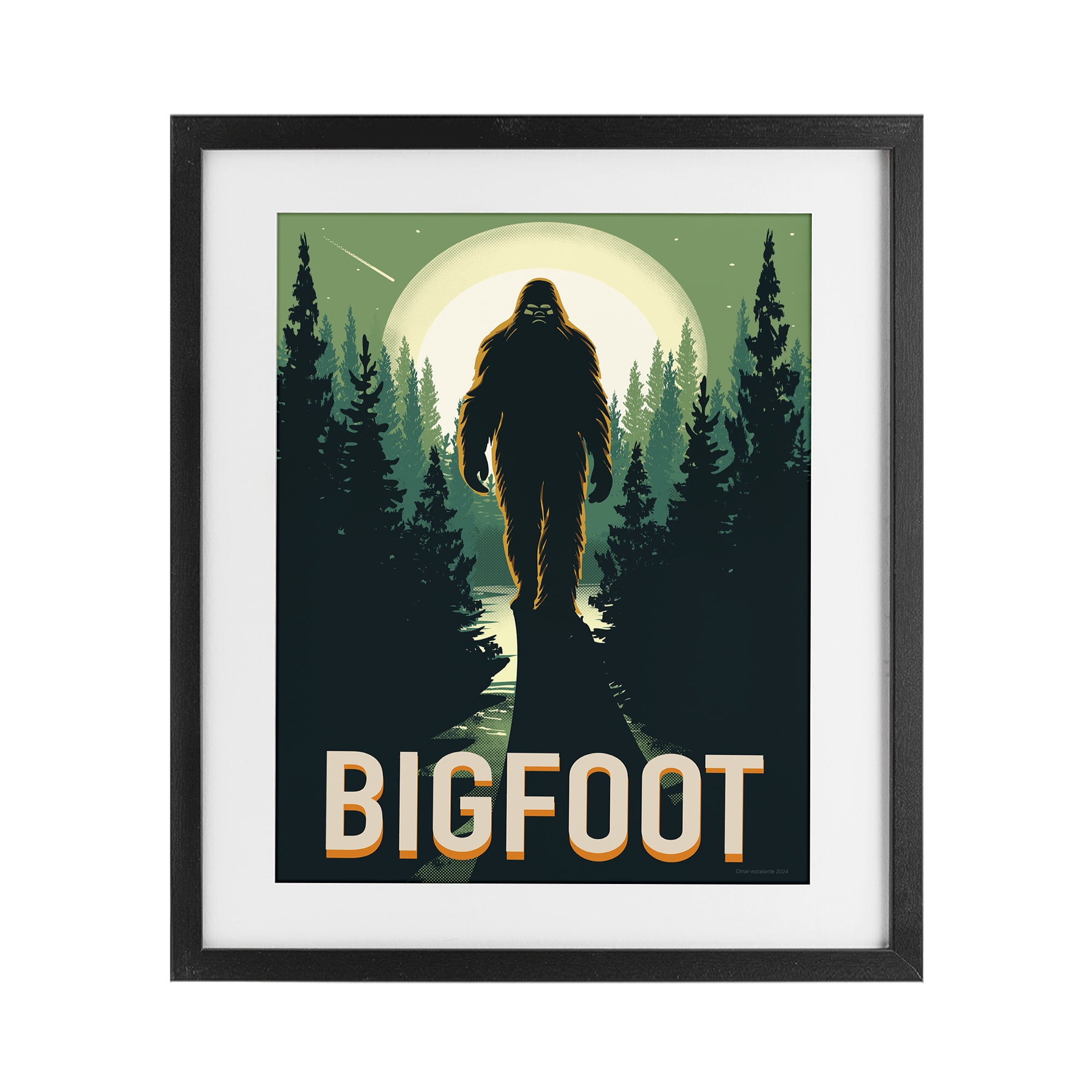 Stupell Industries Cryptid In The Woods Black Framed Print Under Glass, design by Omar Escalante