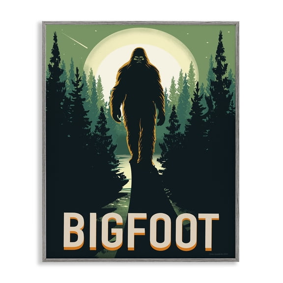 Stupell Industries Cryptid In The Woods Gray Framed Giclee Art, design by Omar Escalante