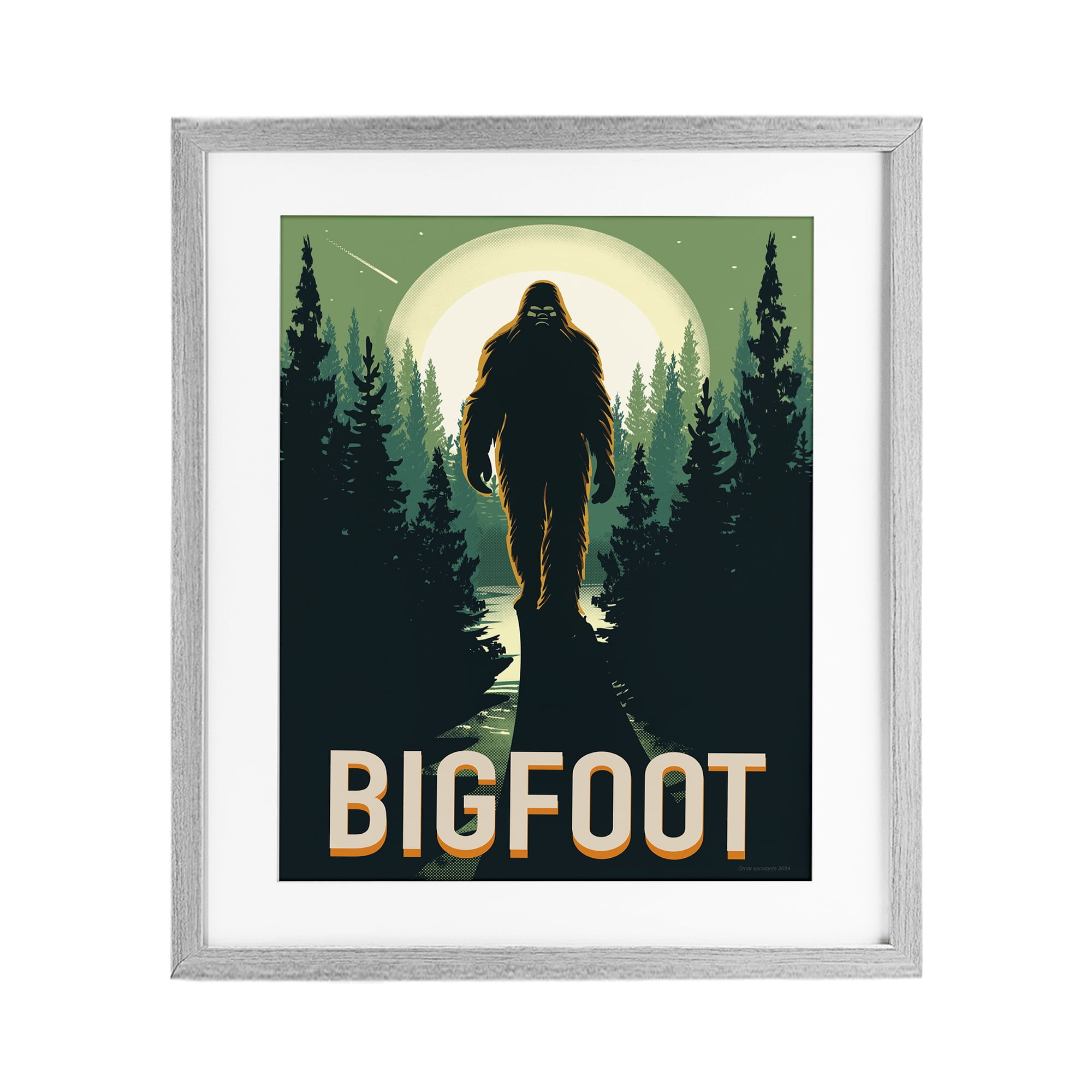 Stupell Industries Cryptid In The Woods Gray Framed Print Under Glass, design by Omar Escalante