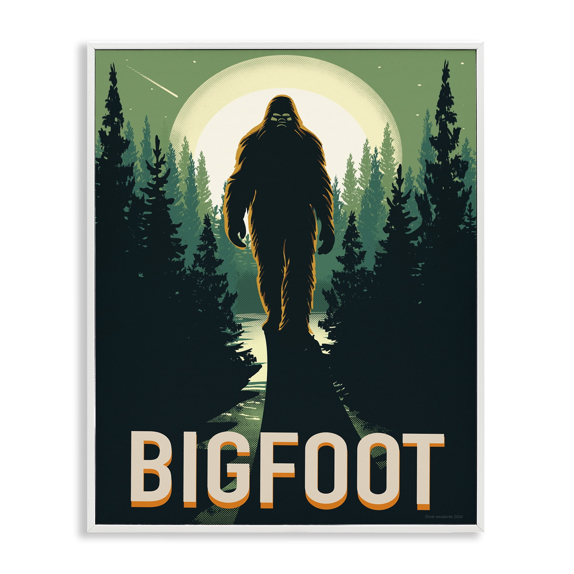 Stupell Industries Cryptid In The Woods White Framed Giclee Art, design by Omar Escalante