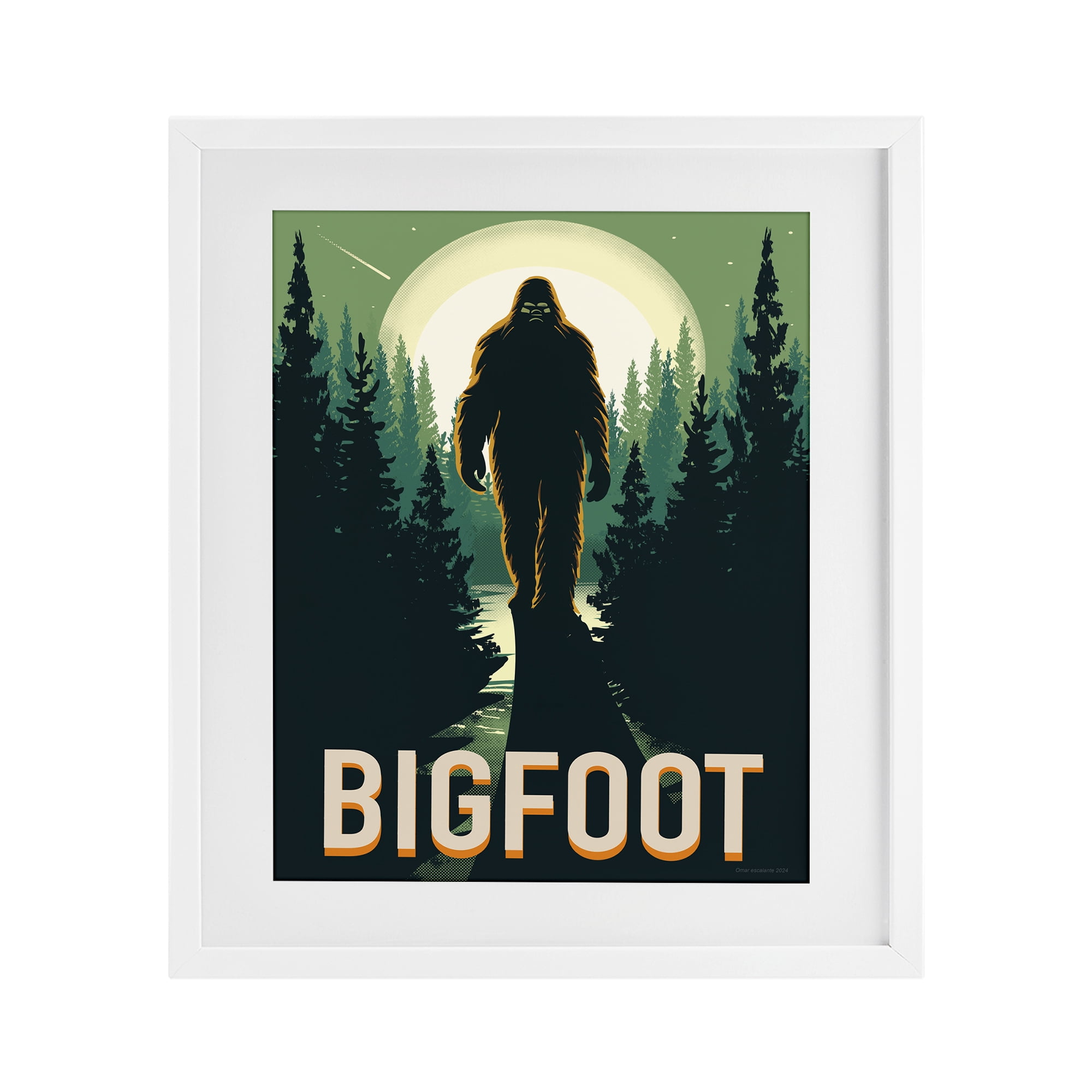 Stupell Industries Cryptid In The Woods White Framed Print Under Glass, design by Omar Escalante