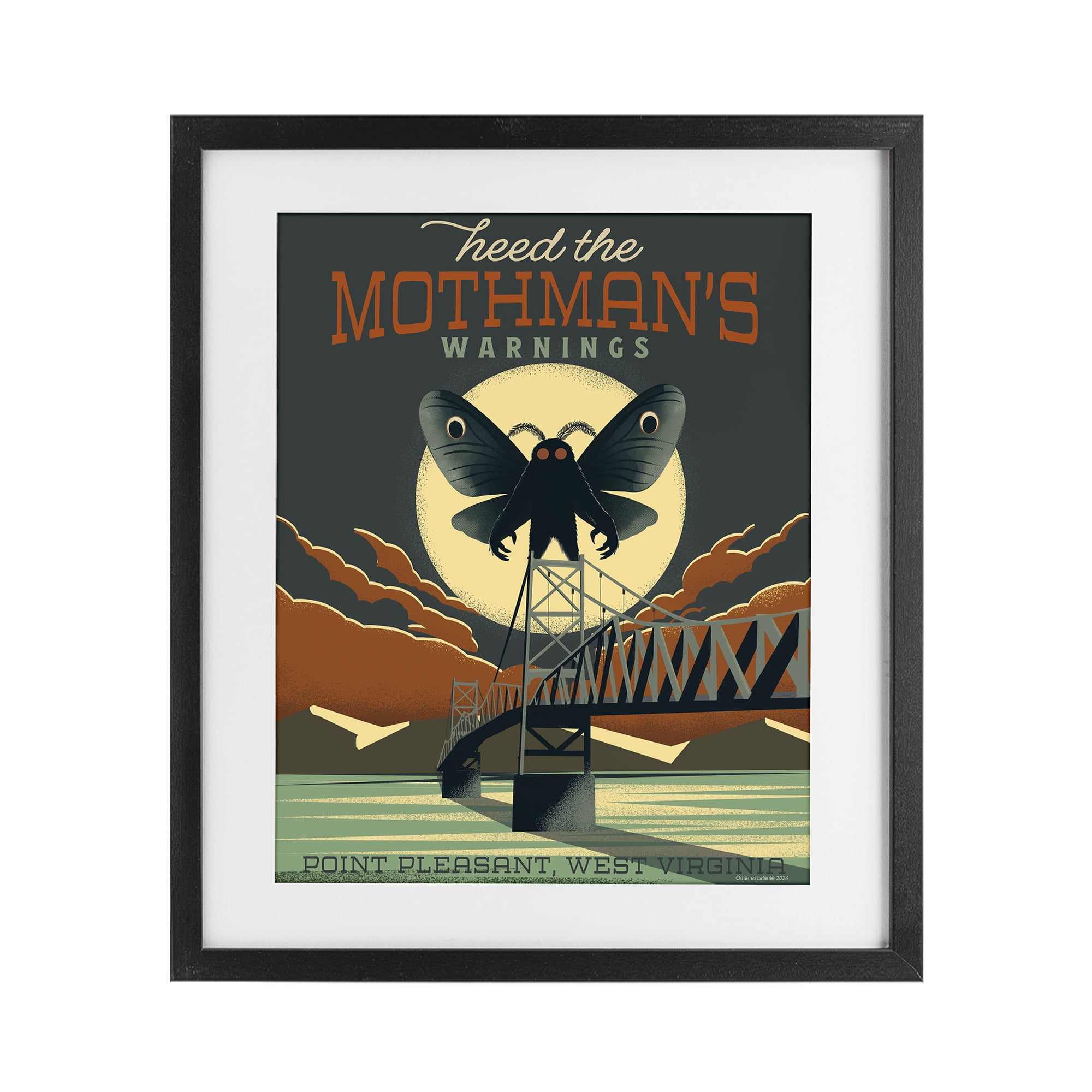 Stupell Industries Cryptid Tourism West Virginia Black Framed Print Under Glass, design by Omar Escalante