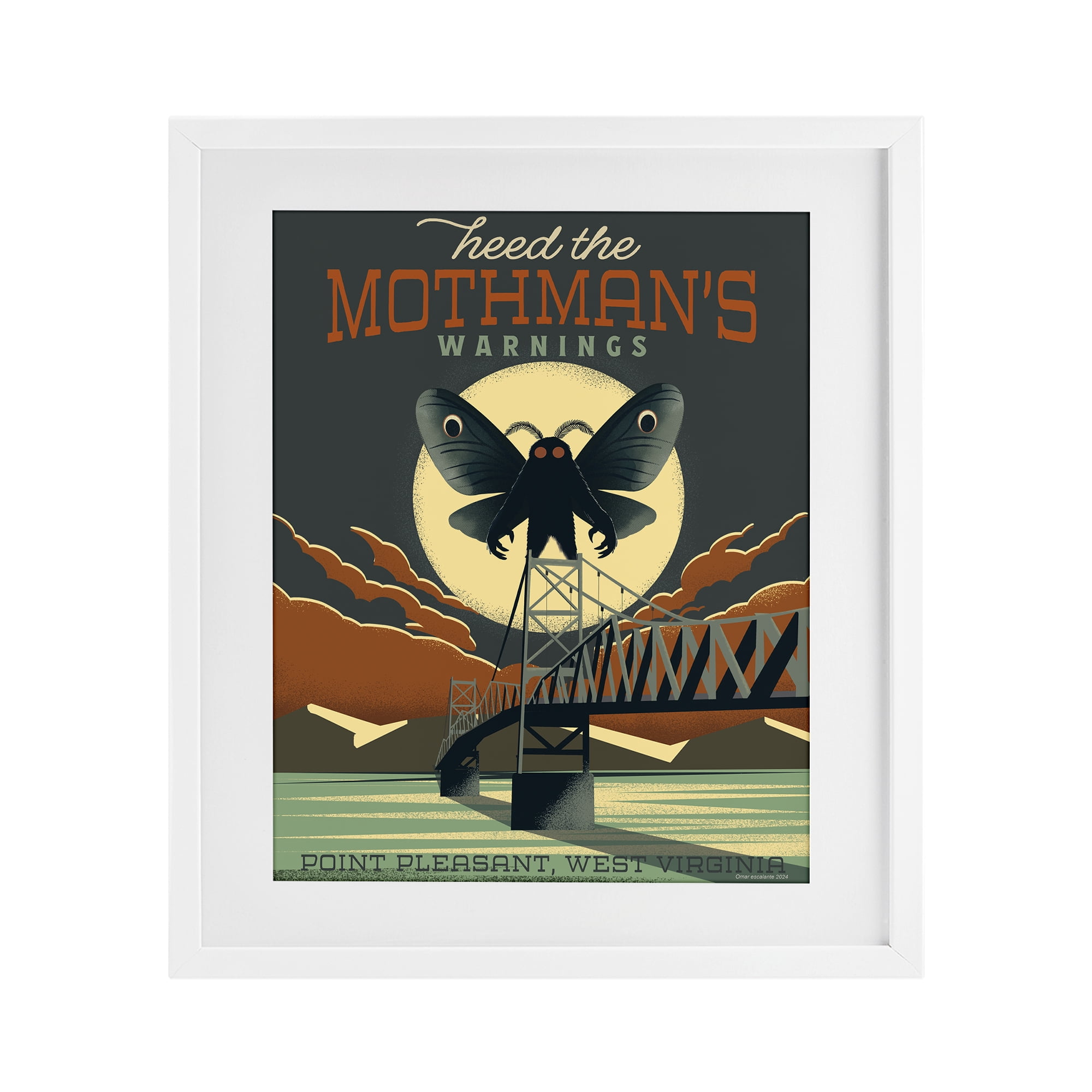 Stupell Industries Cryptid Tourism West Virginia White Framed Print Under Glass, design by Omar Escalante