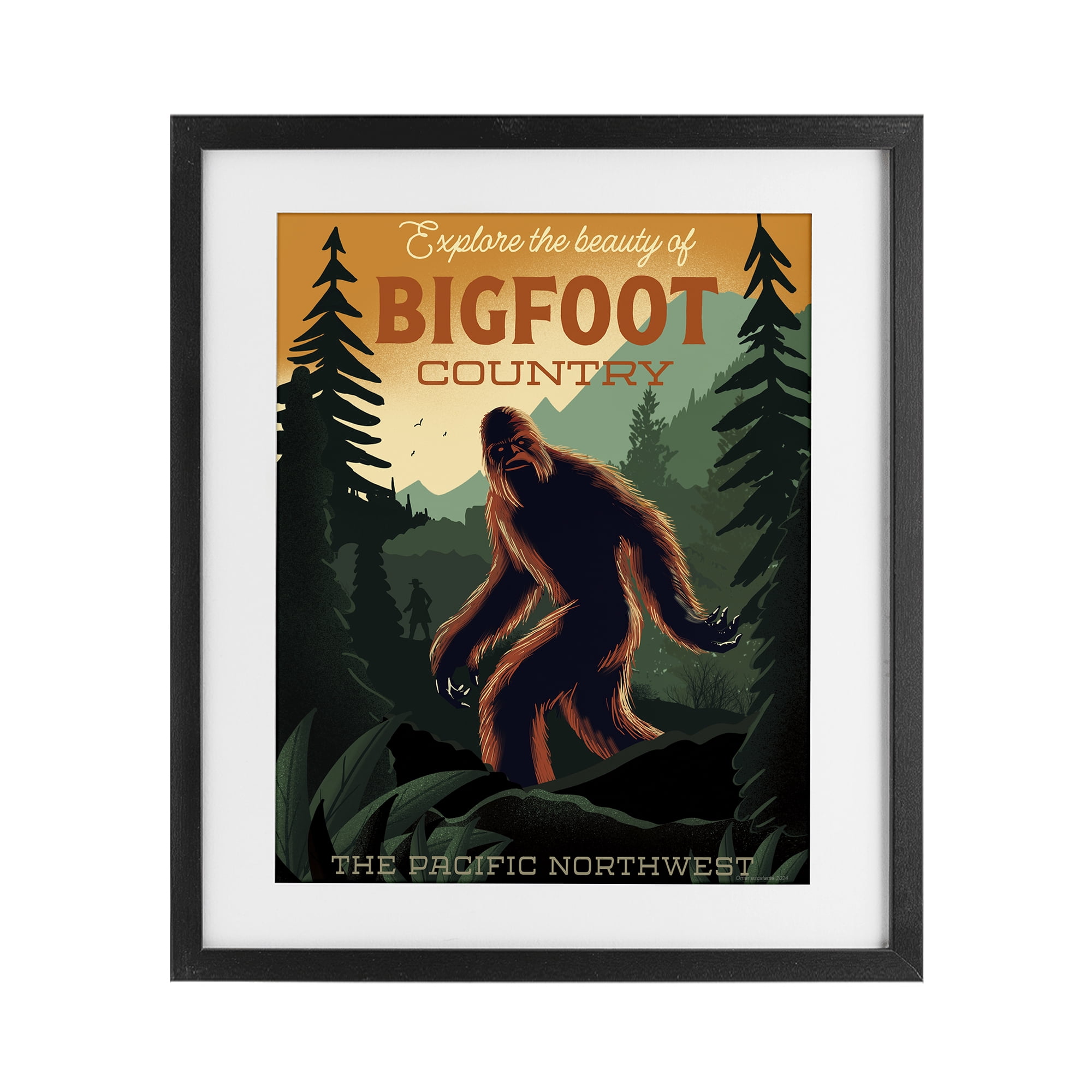 Stupell Industries Cryptid Tourism Wildlife Black Framed Print Under Glass, design by Omar Escalante