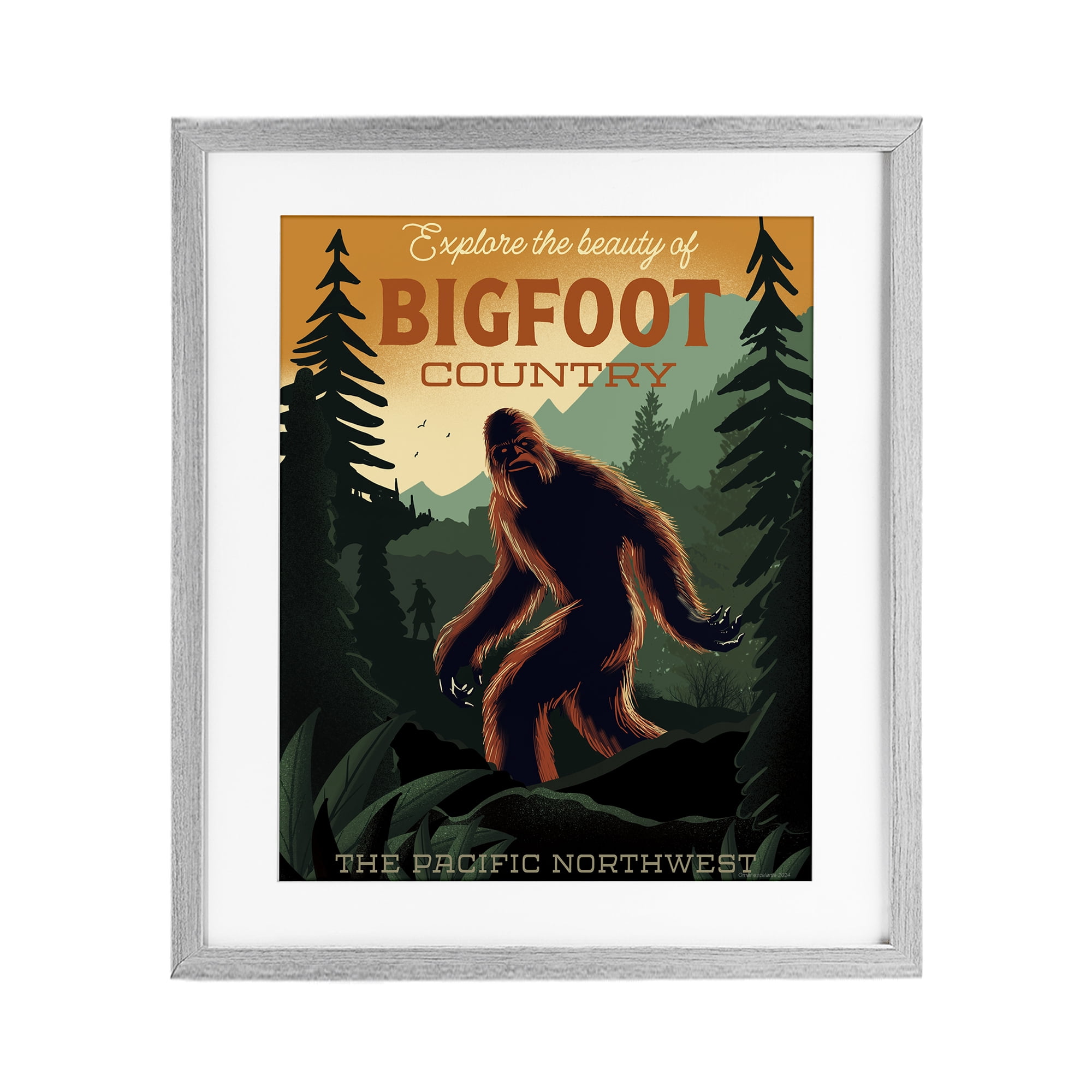 Stupell Industries Cryptid Tourism Wildlife Gray Framed Print Under Glass, design by Omar Escalante