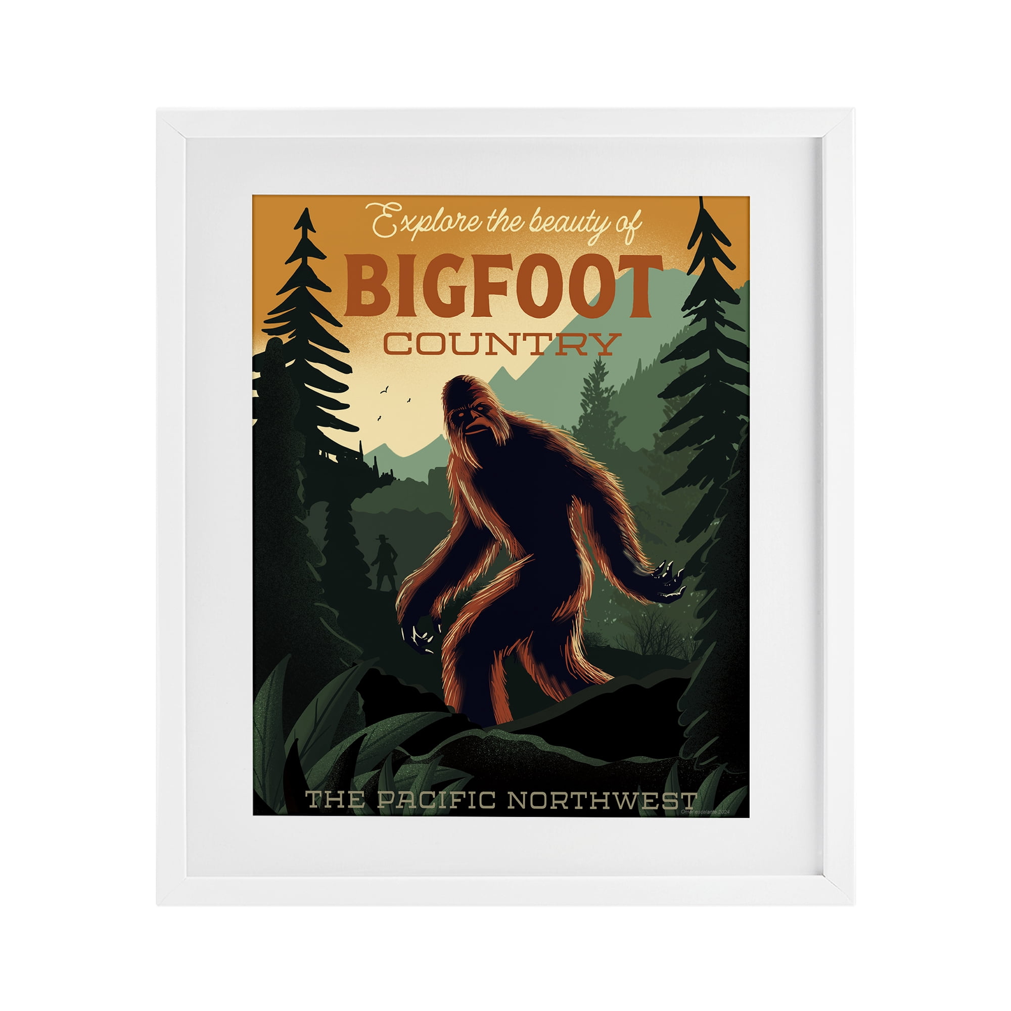 Stupell Industries Cryptid Tourism Wildlife White Framed Print Under Glass, design by Omar Escalante