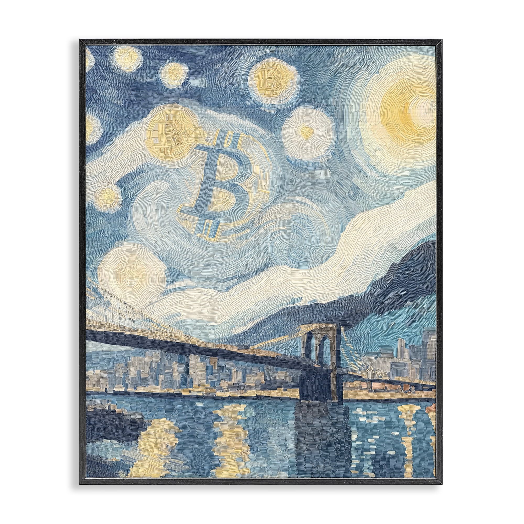Stupell Industries Crypto Lunar Glow Black Framed Giclee Art, design by Svetlana Aleynikova