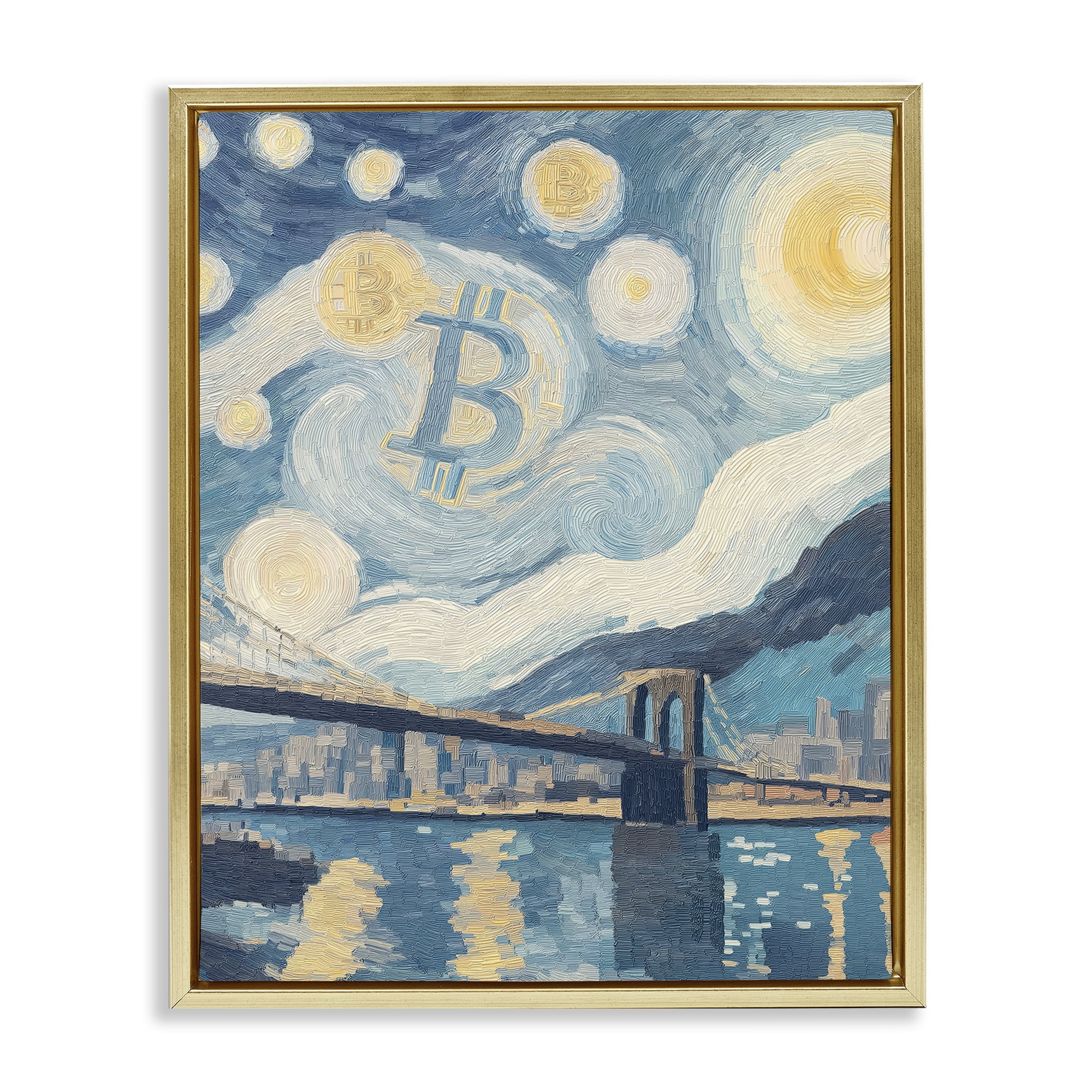 Stupell Industries Crypto Lunar Glow Gold Framed Floater Canvas Wall Art, design by Svetlana Aleynikova