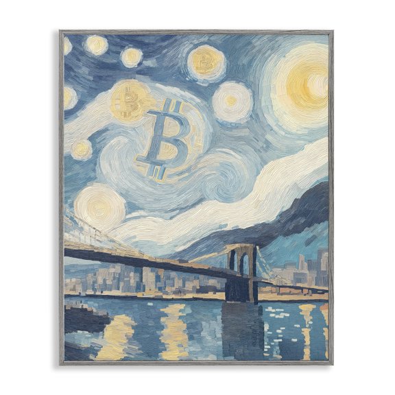 Stupell Industries Crypto Lunar Glow Gray Framed Giclee Art, design by Svetlana Aleynikova