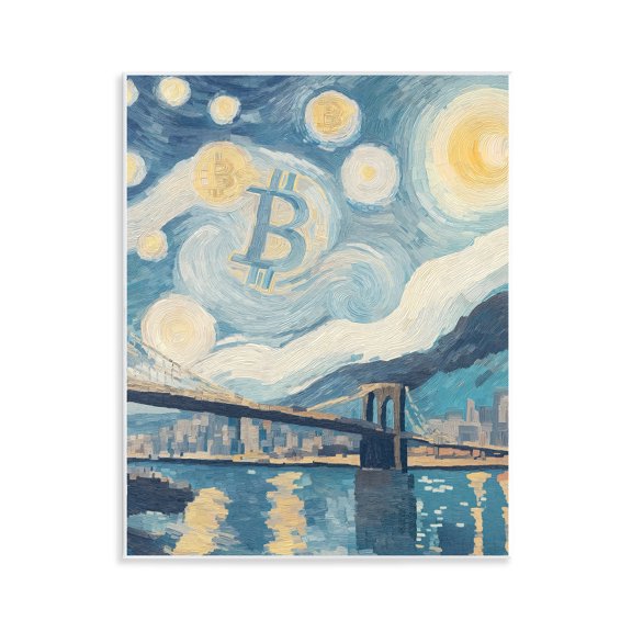 Stupell Industries Crypto Lunar Glow Wall Plaque Art, design by Svetlana Aleynikova