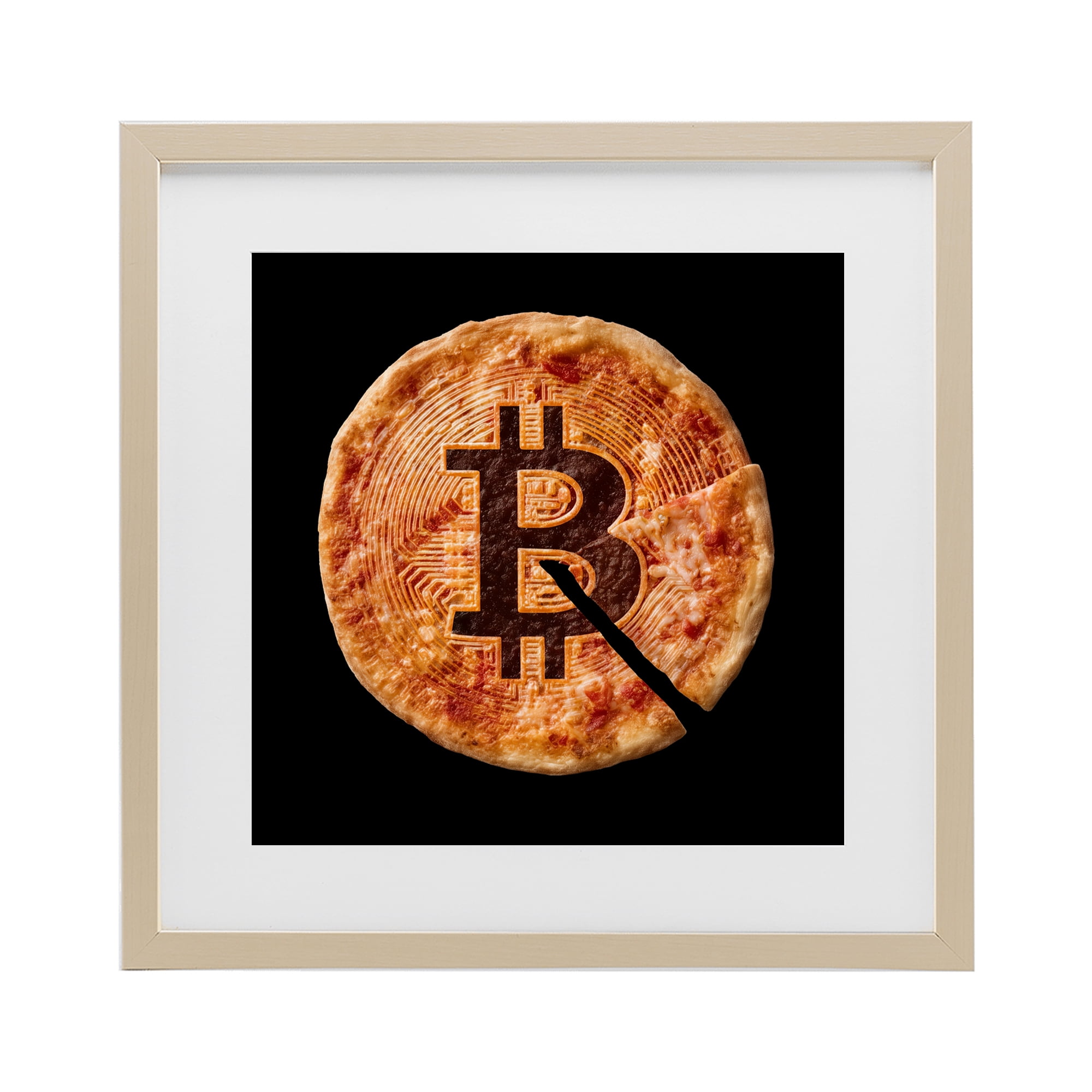 Stupell Industries Crypto Pizza Slice Birch Framed Print Under Glass, design by Svetlana Aleynikova