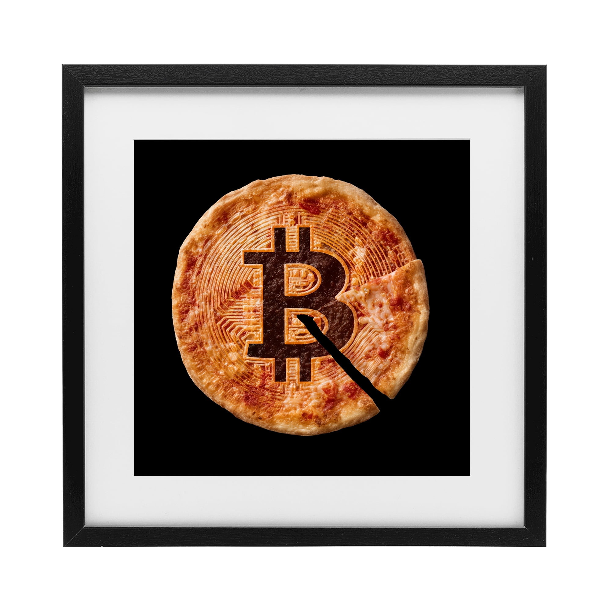 Stupell Industries Crypto Pizza Slice Black Framed Print Under Glass, design by Svetlana Aleynikova