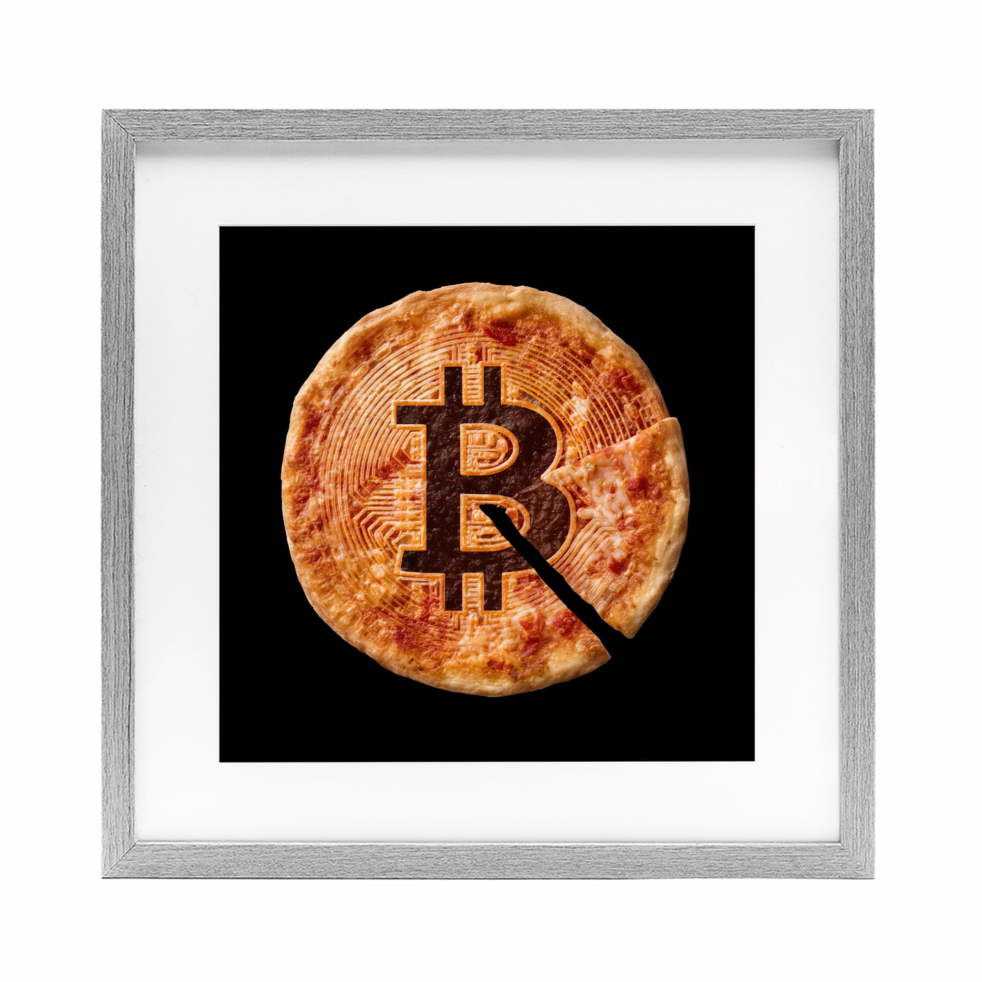 Stupell Industries Crypto Pizza Slice Gray Framed Print Under Glass, design by Svetlana Aleynikova