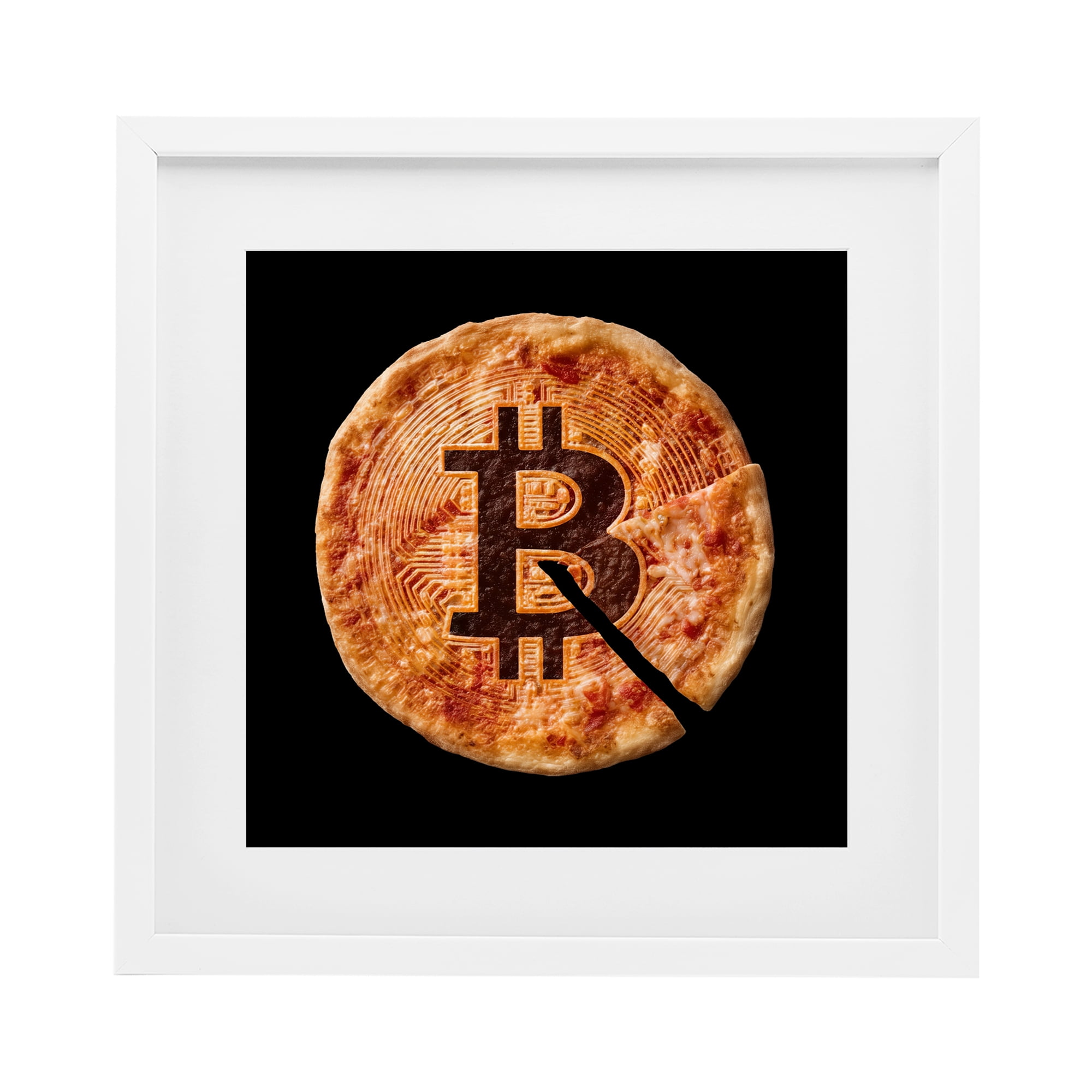 Stupell Industries Crypto Pizza Slice White Framed Print Under Glass, design by Svetlana Aleynikova