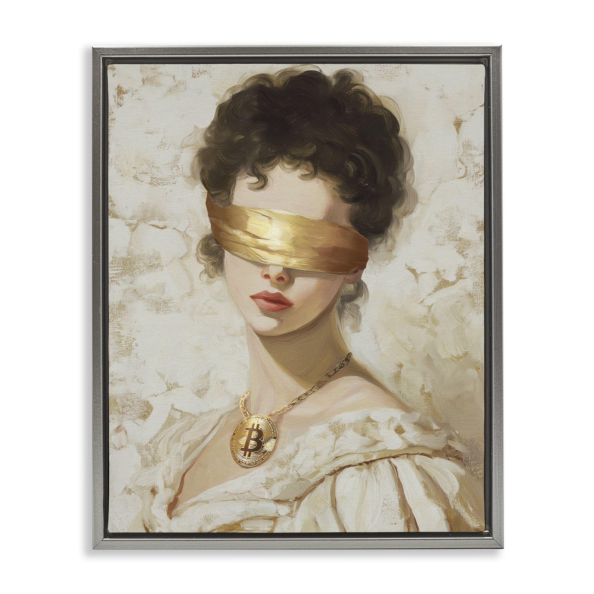 Stupell Industries Crypto Veil Portrait Gray Framed Floater Canvas Wall Art, design by Svetlana Aleynikova