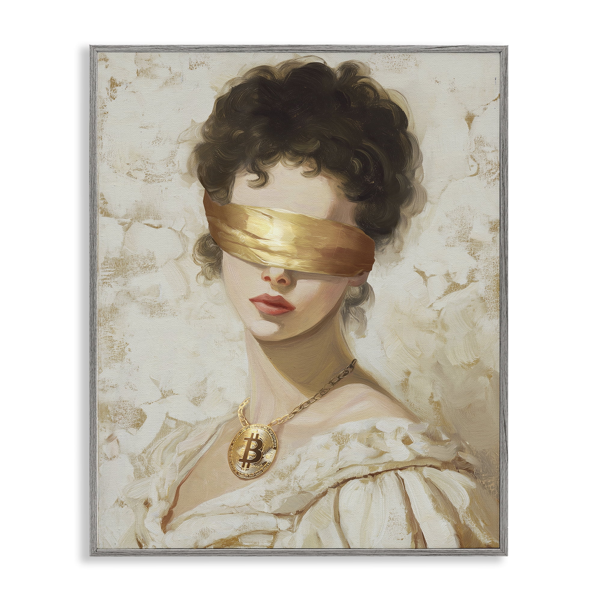 Stupell Industries Crypto Veil Portrait Gray Framed Giclee Art, design by Svetlana Aleynikova