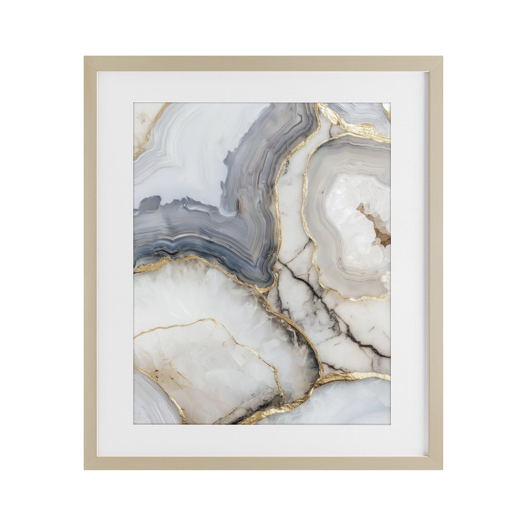 Stupell Industries Crystal Geode with Gold Birch Framed Print Under Glass, design by Svetlana Aleynikova