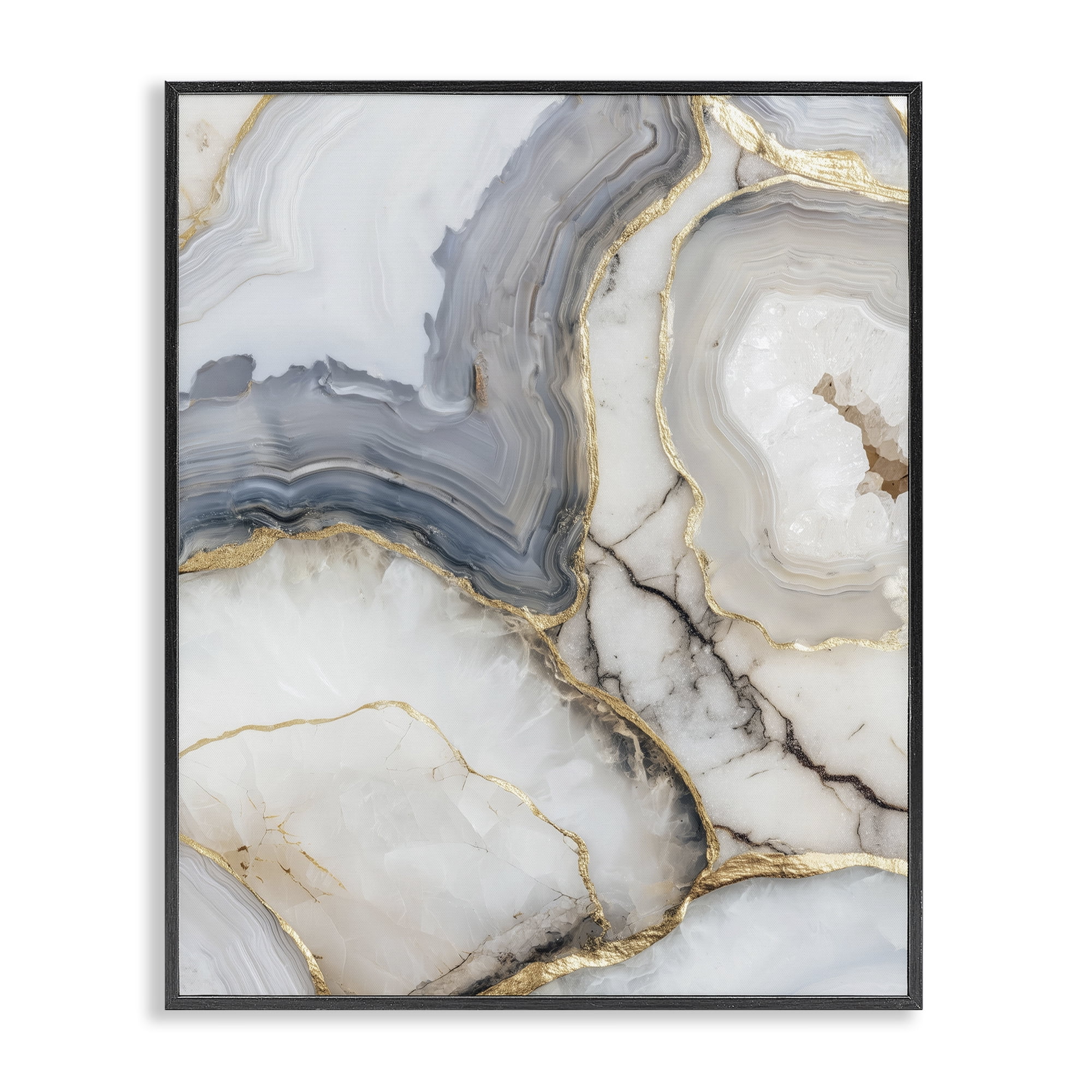 Stupell Industries Crystal Geode with Gold Black Framed Giclee Art, design by Svetlana Aleynikova