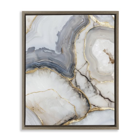 Stupell Industries Crystal Geode with Gold Brown Framed Floater Canvas Wall Art, design by Svetlana Aleynikova