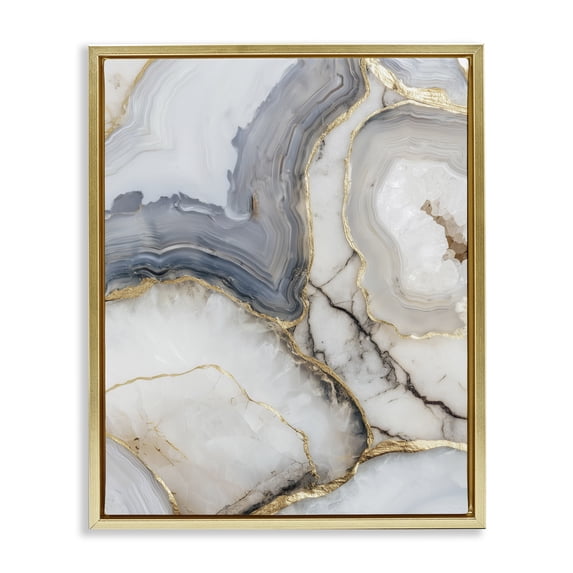 Stupell Industries Art Deco Crystal Geode with Gold Gold Floating Frame Canvas Art, 17 x 21, by Svetlana Aleynikova