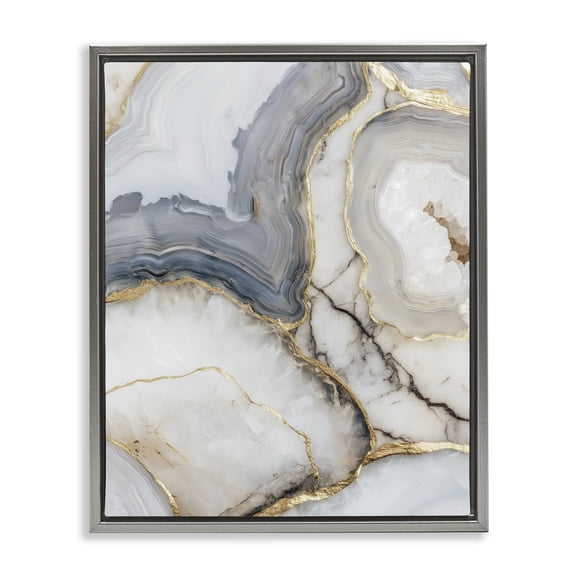 Stupell Industries Crystal Geode with Gold Gray Framed Floater Canvas Wall Art, design by Svetlana Aleynikova