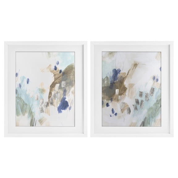 Stupell Industries Crystalline Plaster Abstract 2 Piece White Framed Print Under Glass Set design by June Erica Vess, 21 x 17